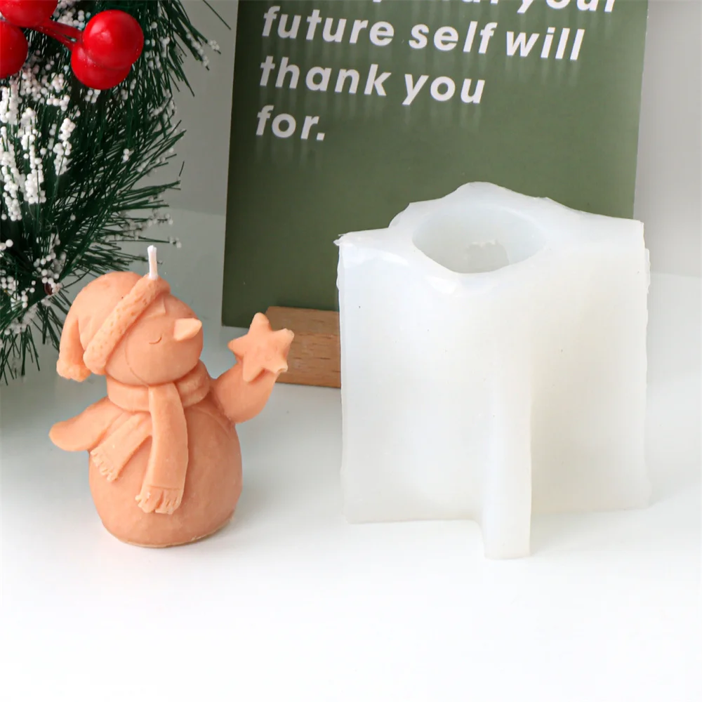 Silicone Candle Christmas Tree Mold-Xmas Decor/Snowman Plaster Mold DIY Aroma Epoxy Resin Tool Increase Home Festival Atmosphere