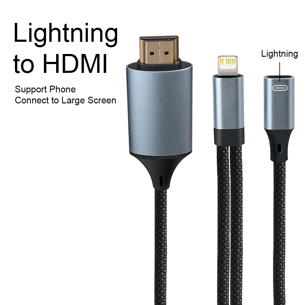 Lightning to HDMI Cable For iphone to TV 1080P HD Display With Charging Port For iPhone 14 13 12 11 Pro Max 7 8 X XS XR SE
