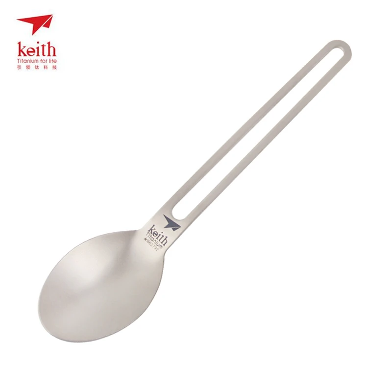 Titanium Long Handle Spoon, Portable Camping Cutlery Convenient Titanium Spork, Environmental Tableware Titanium Spoons Ti5313