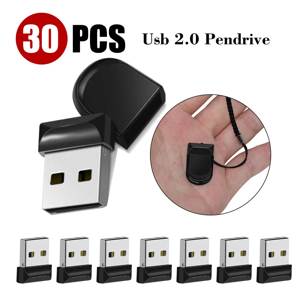 30pcs Super Mini USB Flash Drive Waterproof Pendrive 64GB 32GB 16GB 8GB 4GB Real Capacity USB 2.0 Memory Stick Thumbdrive gifts