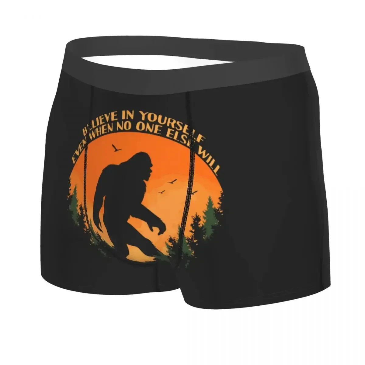 Custom Bigfoot Believe In Yourself Underwear Male Print Retro Boxer Briefs Shorts Panties Breathable Underpants