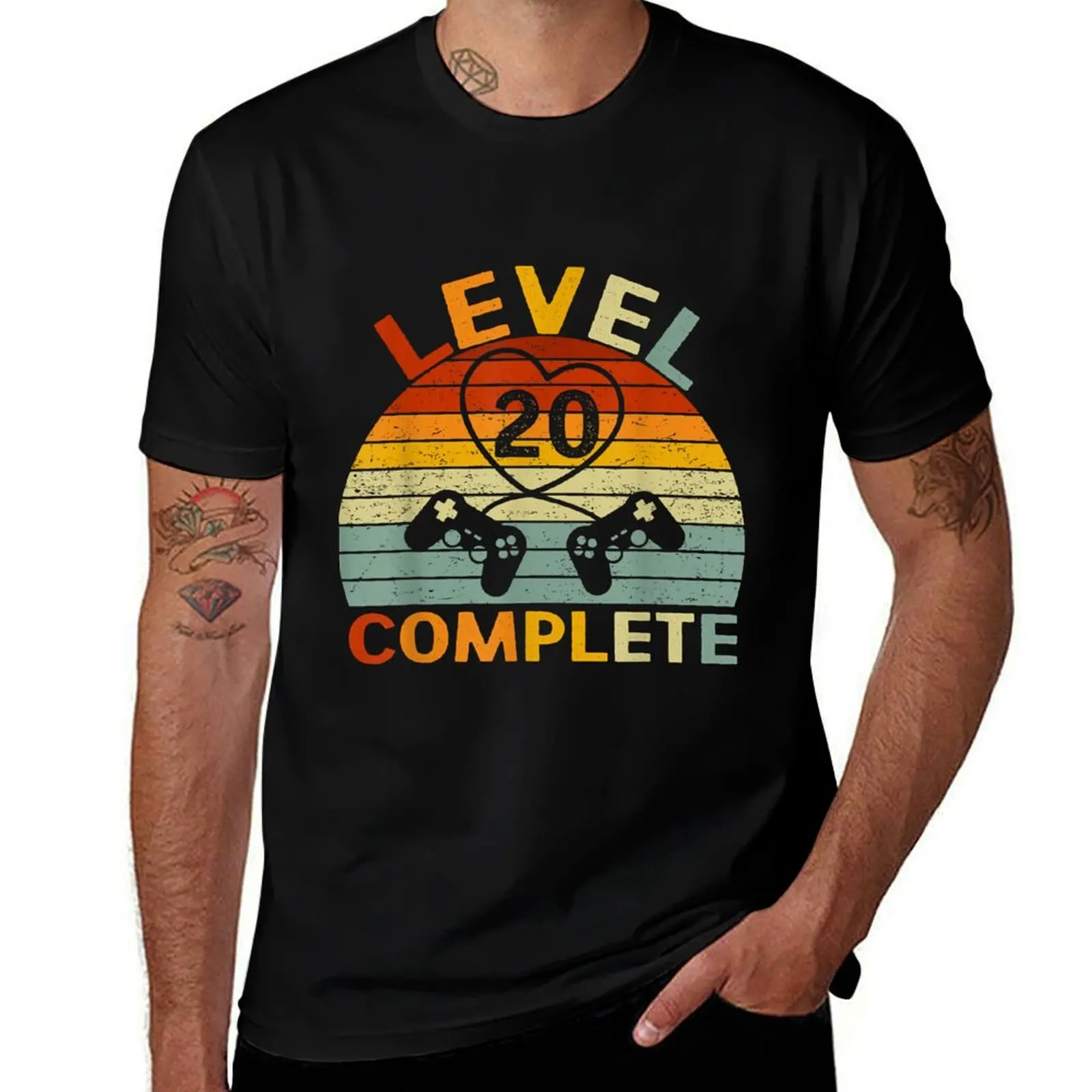 

Level 20 Complete Gamers Couple 20th Wedding Anniversary T-Shirt man tshirt cotton t shirts high quality