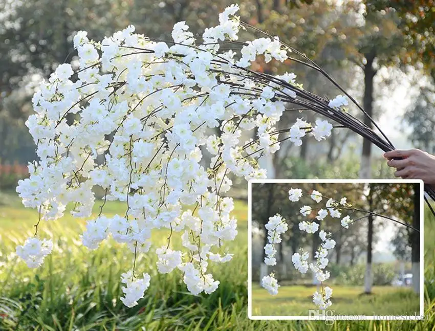 

Cherry Blossom Flower Branch Begonia Sakura Tree Stem 138cm Long For Event Wedding Party Artificial Decorative Flowers