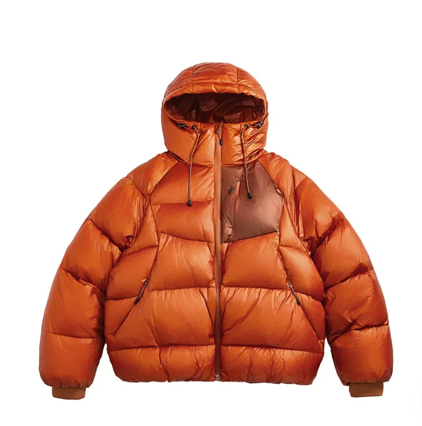 Men's and women's 90 white duck down waterproof quilted thread hooded warm down jacket