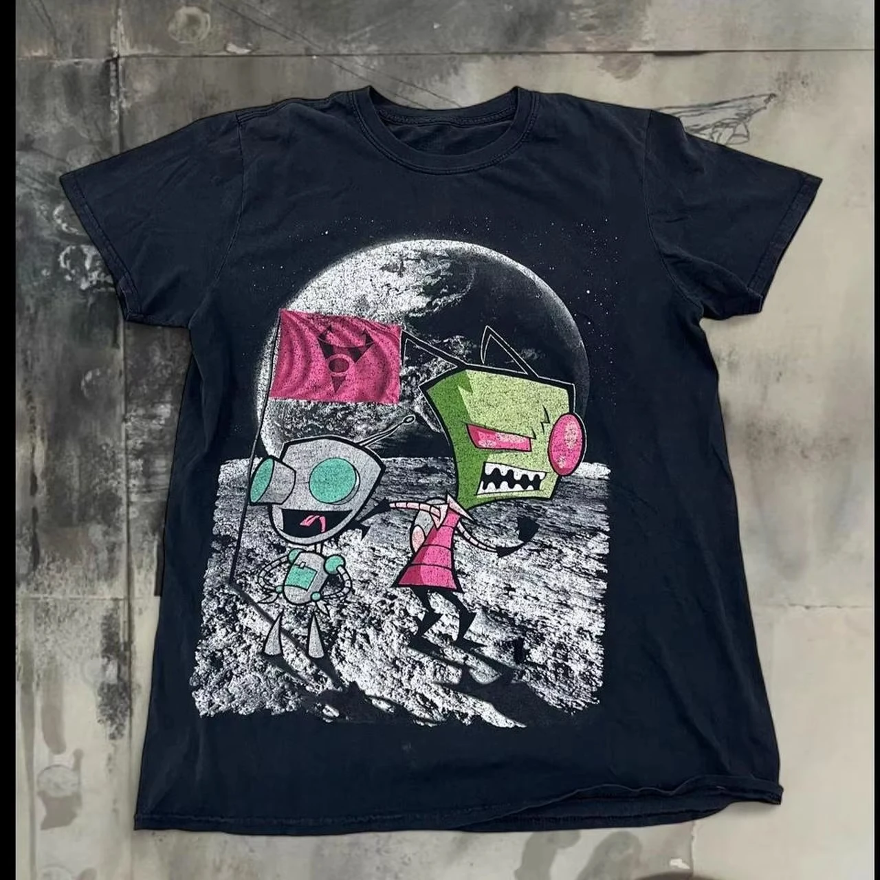 2026 new Cartoon‑Alien‑Moon‑Landing‑Print High‑Quality Casual Short‑Sleeve T‑Shirt