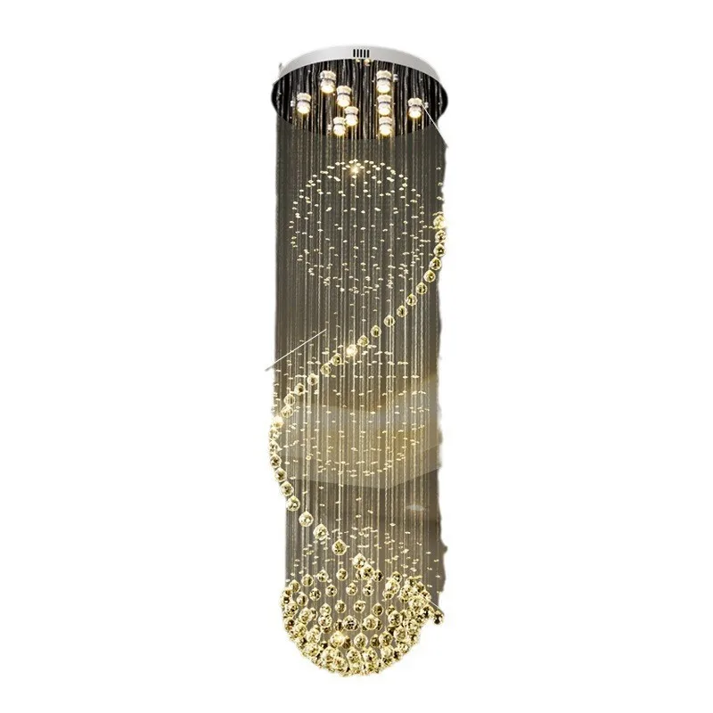 

Simple crystal lamp duplex stair chandelier, cross-border direct sales living room chandelier rotating length