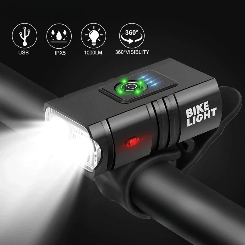 

Велосипедный светодиодный фонарь MTB T6, водонепроницаемый, USB, яркий, с 6-ступенчатой регулировкой яркости, индикатором заряда, аксессуар для ночной езды