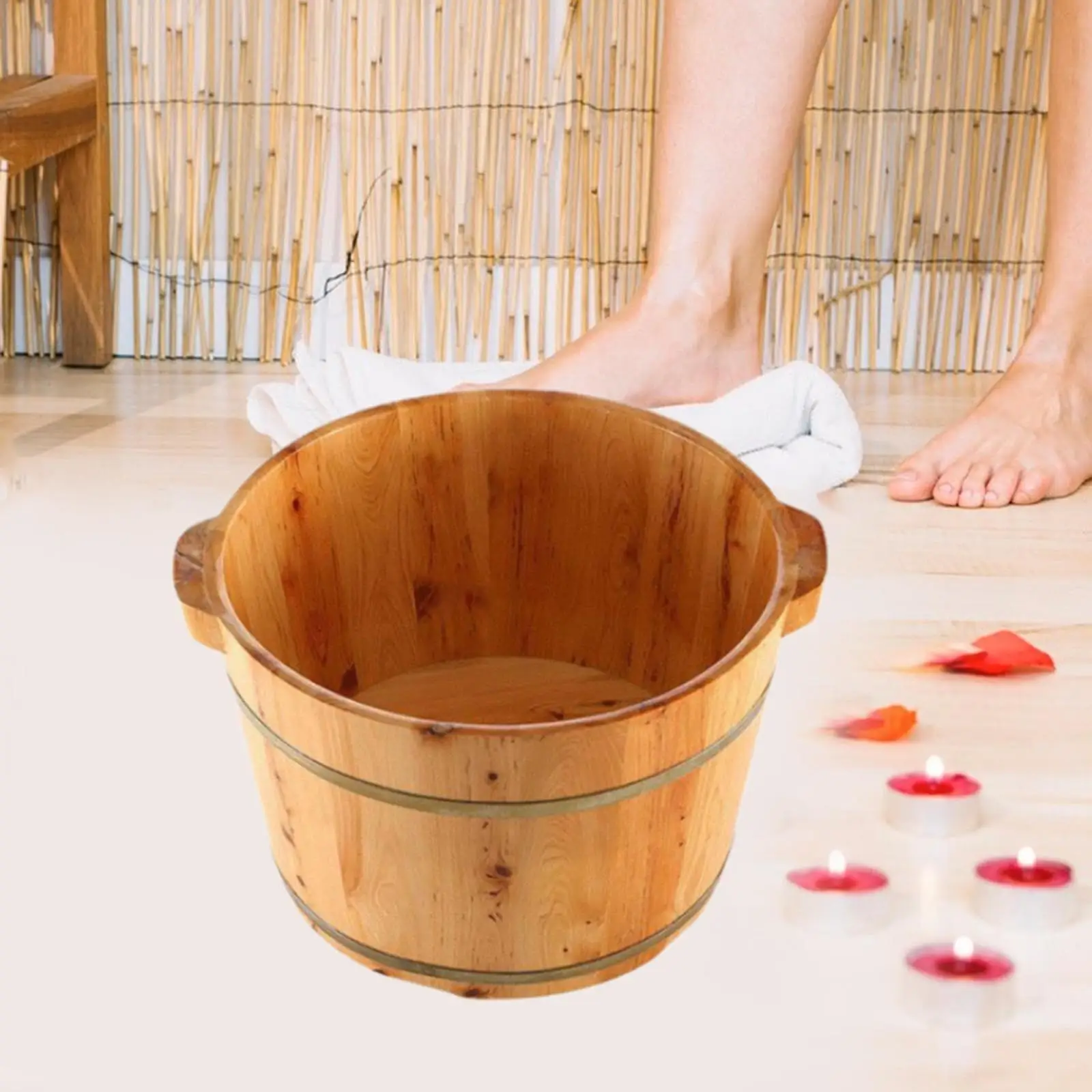 Banheira de madeira feita à mão, confortável, balde para pés, suprimentos para casa com alça, banheira de imersão para banheiro, sauna, quarto, viagem