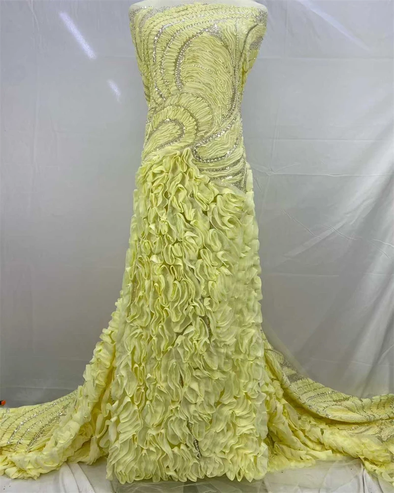 

Высококачественная африканская нигерийская элегантная 3D вышитая ткань, французская тюлевая кружевная ткань с блестками для свадебной вечеринки