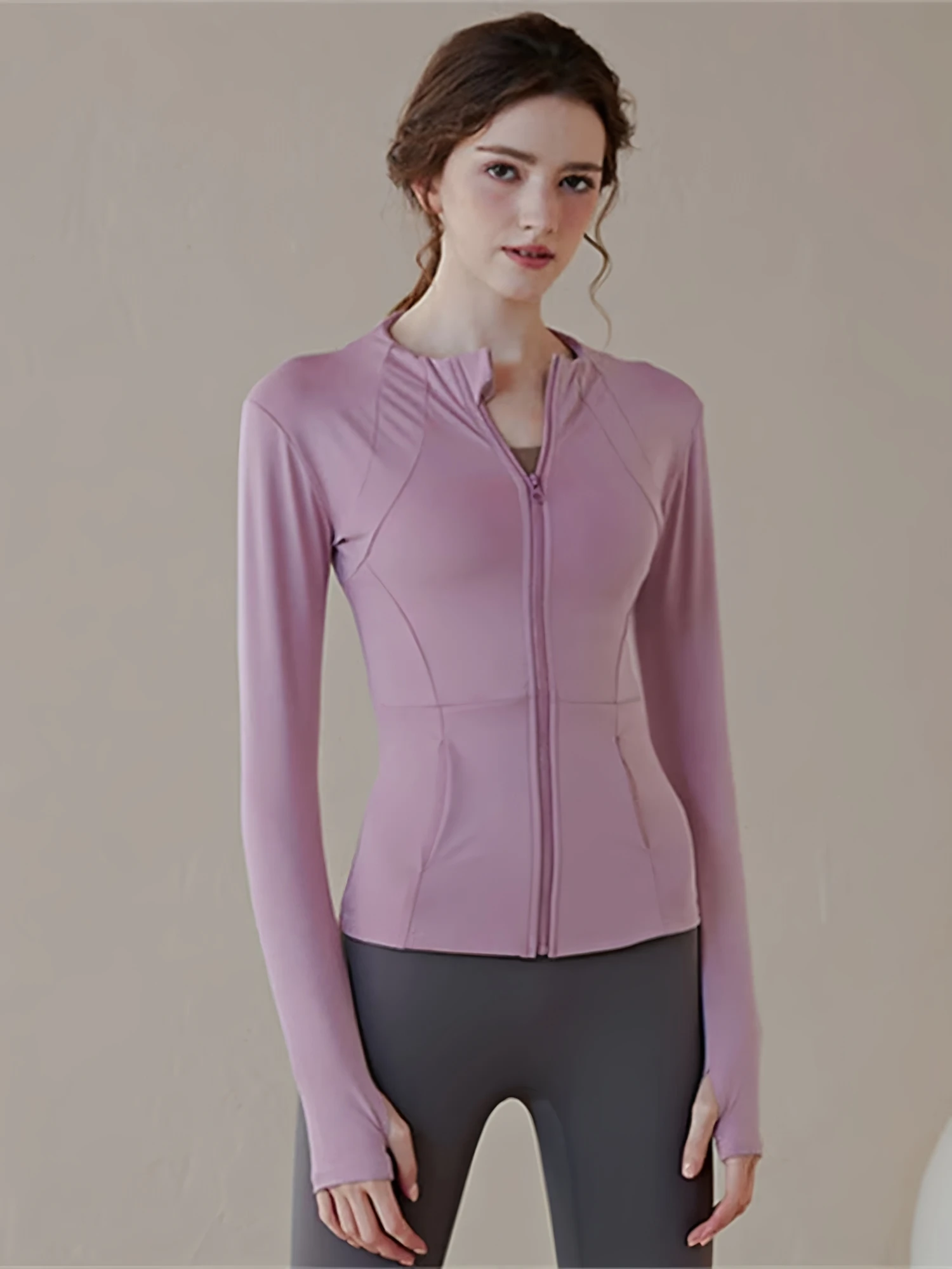

Women's Sport Jaet Autumn Winter New Profional Slim Fit Qui Dry Running Yoga Fitn Clothes Top Ocnltiy Pure Color Co...