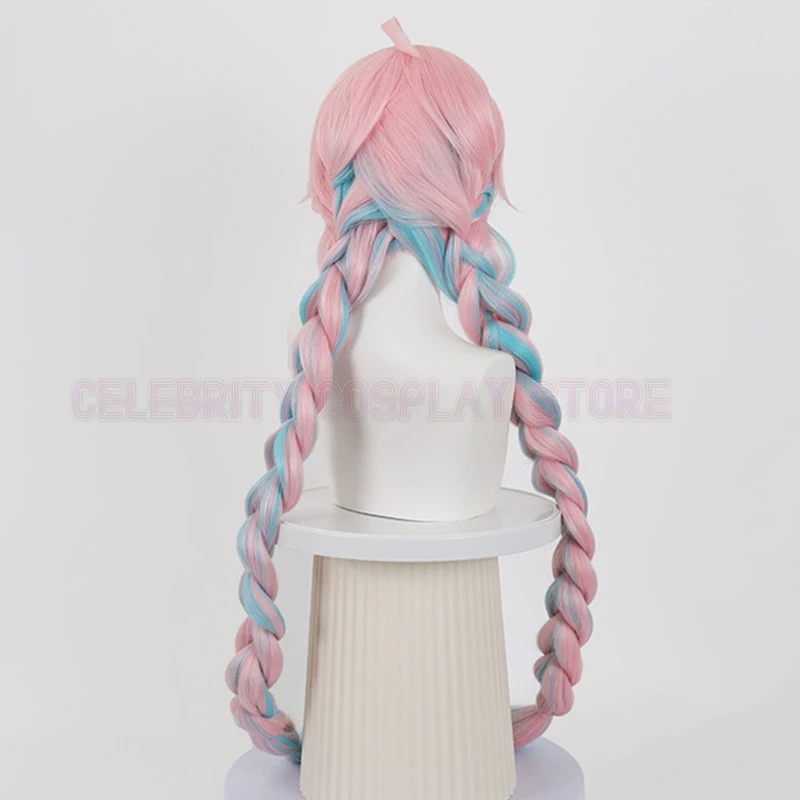 New Game Genshin Impact Varesa Cosplay Wig Girl Pink Blue Braid Hair Heat Resistant Synthetic Wig Masquerade Halloween Prop