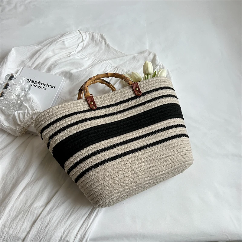 Women Fashion Bohemia Style Beach Bag Raffia Rattan Holiday Handbag and Vacation Hat Suit Weave Straw Summer Casual Tote