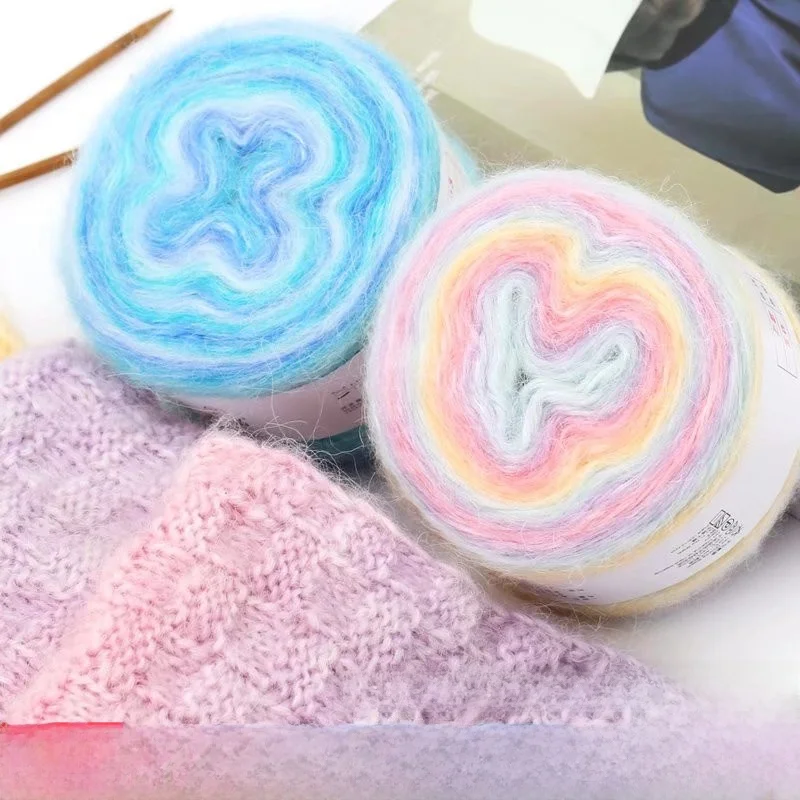

Soft Silk Mahai Yarn Handmade adient Dyed Cake Yarn Wool for Knitting Scarves Hats And Clothing Cotton Linen Material
