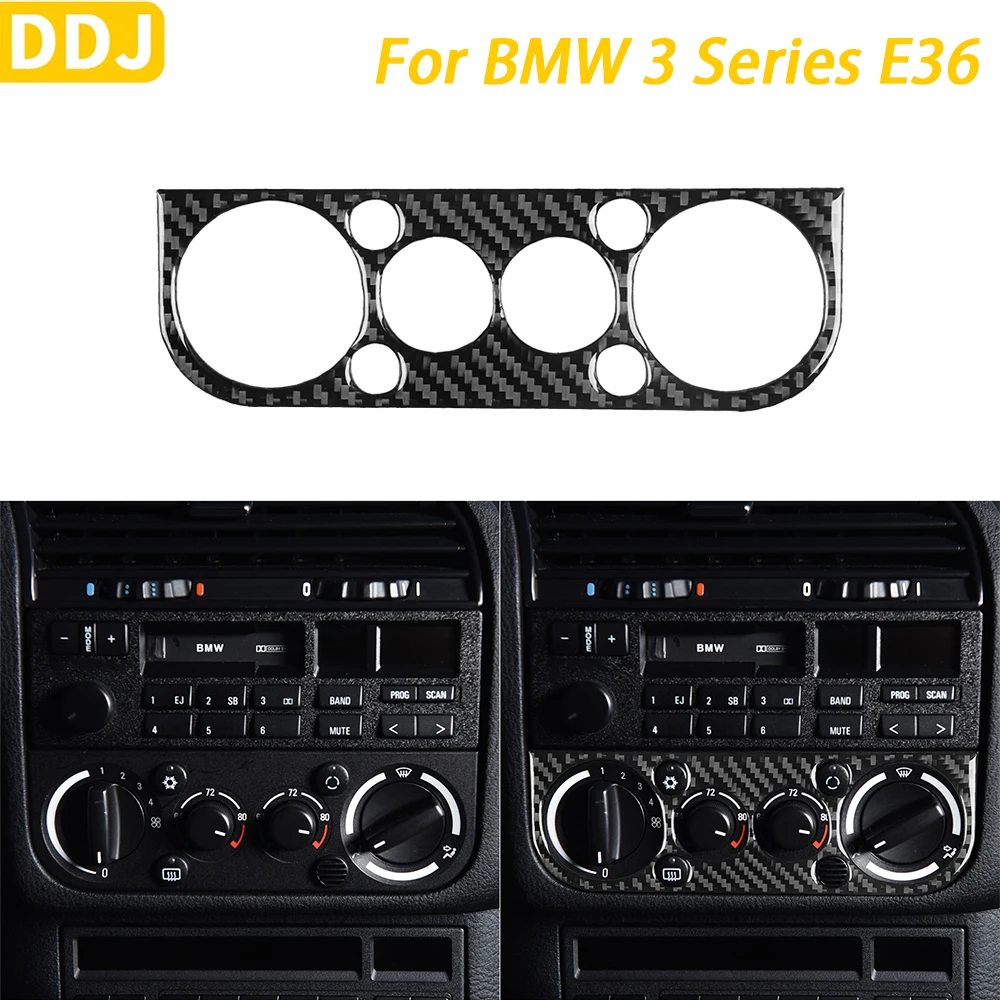 For BMW 3 Series E36 1991-1999 Accessories Carbon Fiber Center Console Air Conditioning AC Panel Cover Trim Car Interior Sticker