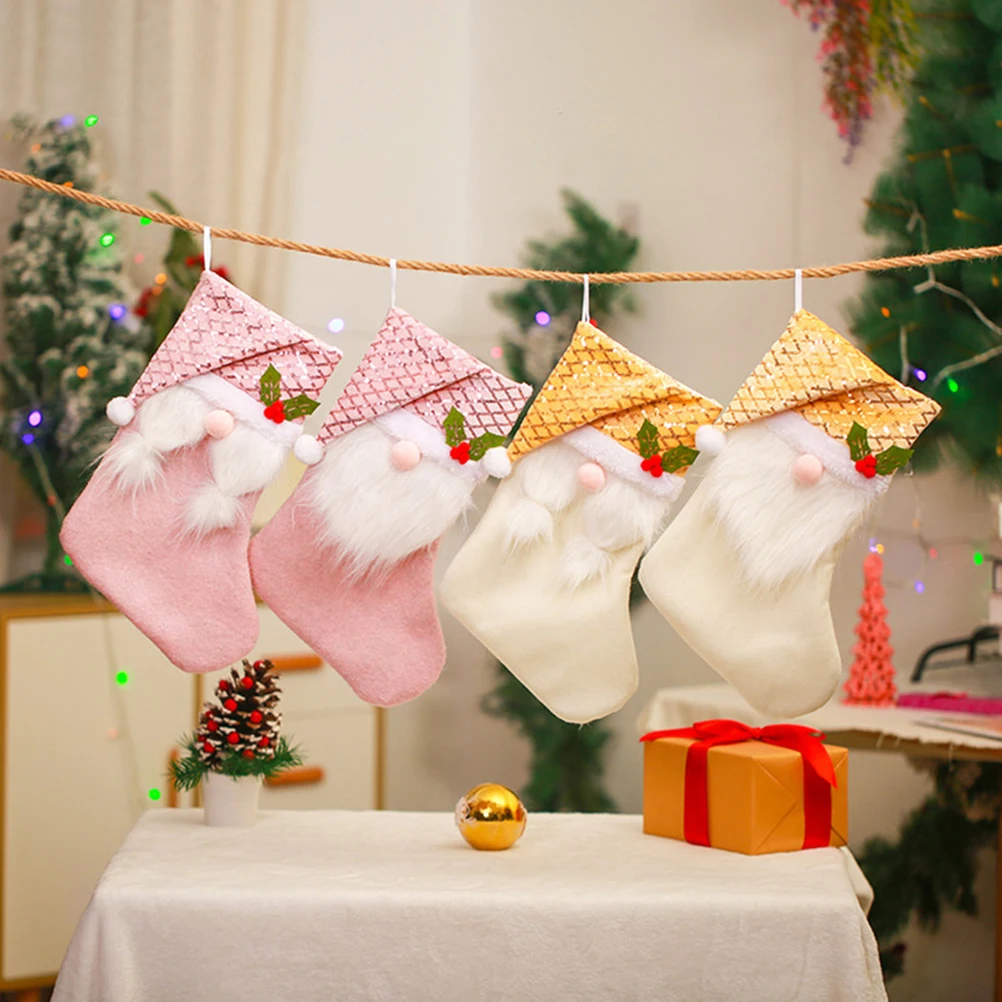 

Christmas Stockings Hanging Gift Socks for Kids Xmas Tree Chocolate Present Cartoon DIY Decoration Holiday