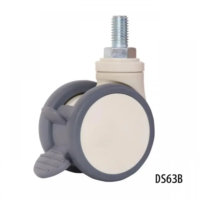 4 Pieces 2.5 Inch Heavy Duty Hospital Grade Casters M12 M22 Screw Type Silent TPR Rubber Rolling Wheels with Central Lock Brake