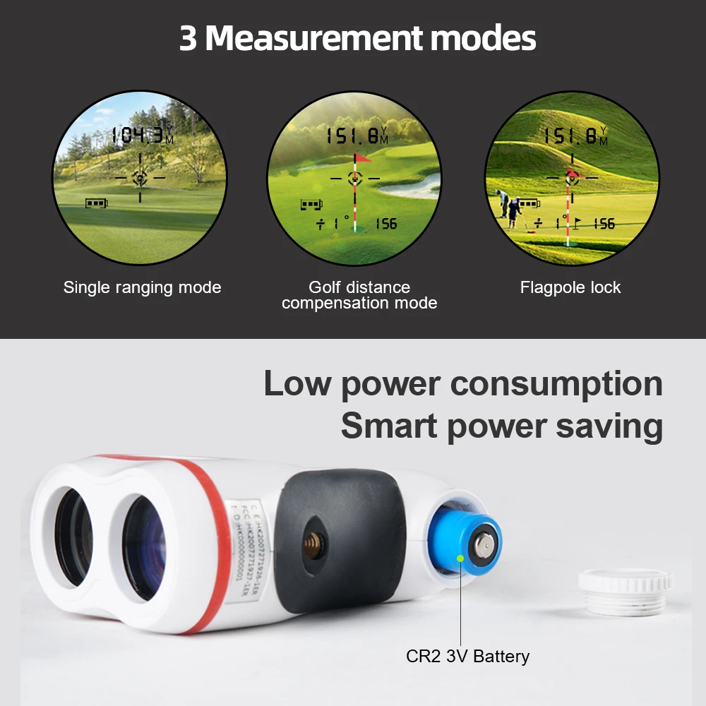 Nohawk New Golf Rangefinder 600/1000 Yard Laser Range Finder Golf Flag Pole bloccaggio vibrazione compensazione pendenza per golfista