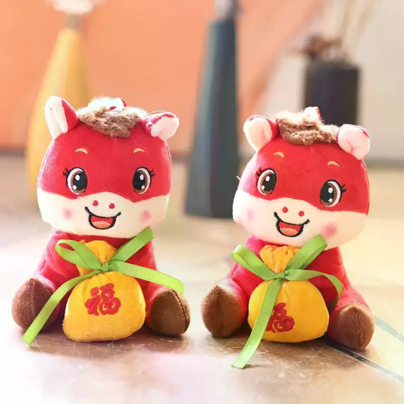 سنة الحصان التميمة المفاتيح حساسة لطيف الكرتون تانغ دعوى صغيرة زودياك الحصان أفخم دمية قلادة حقيبة الديكور هدية