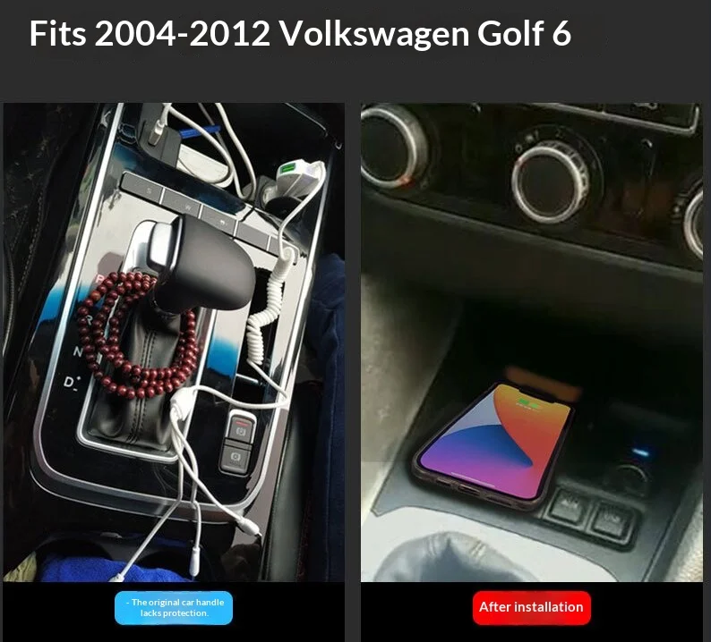 2 DIN The Latest For Volkswagen golf 6 2004-2012 Car center console phone fast wireless charger plate charging holder
