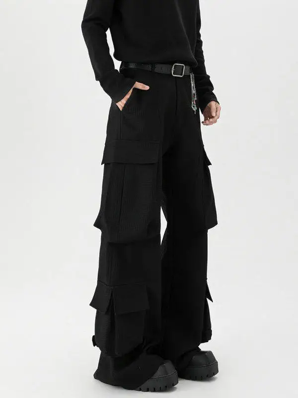 

Свободные брюки-карго, мужские прямые повседневные брюки, весенние модные брендовые длинные брюки с широкими штанинами