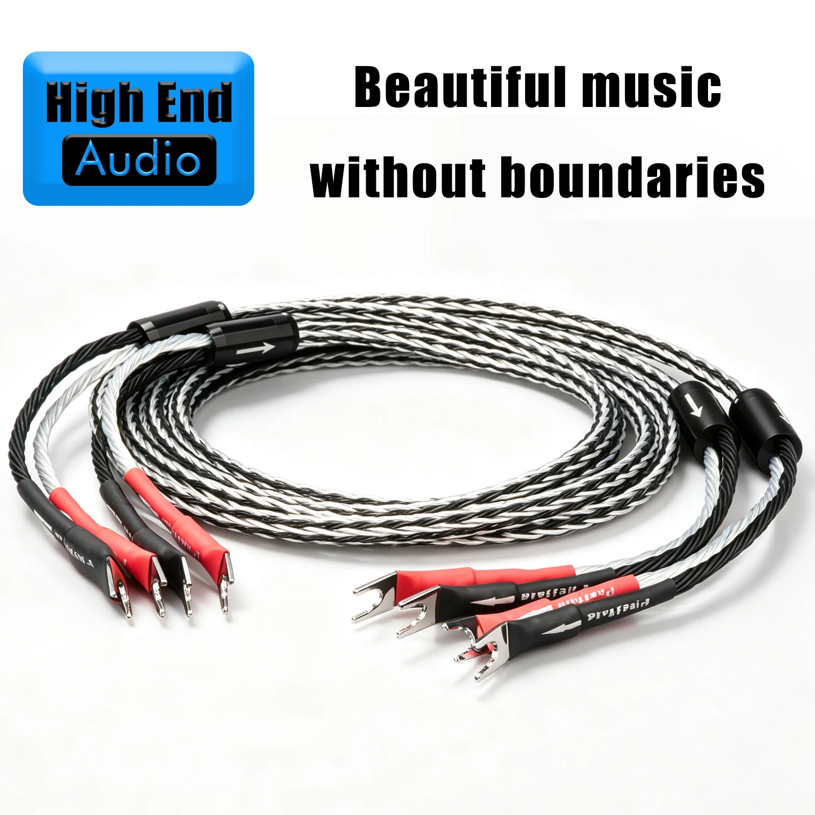 Preffair HIFI 6N OCC Silver Plated speaker cable Binding post Loudspeaker cable Rhodium plated Y spade plugs for CD Amplifier