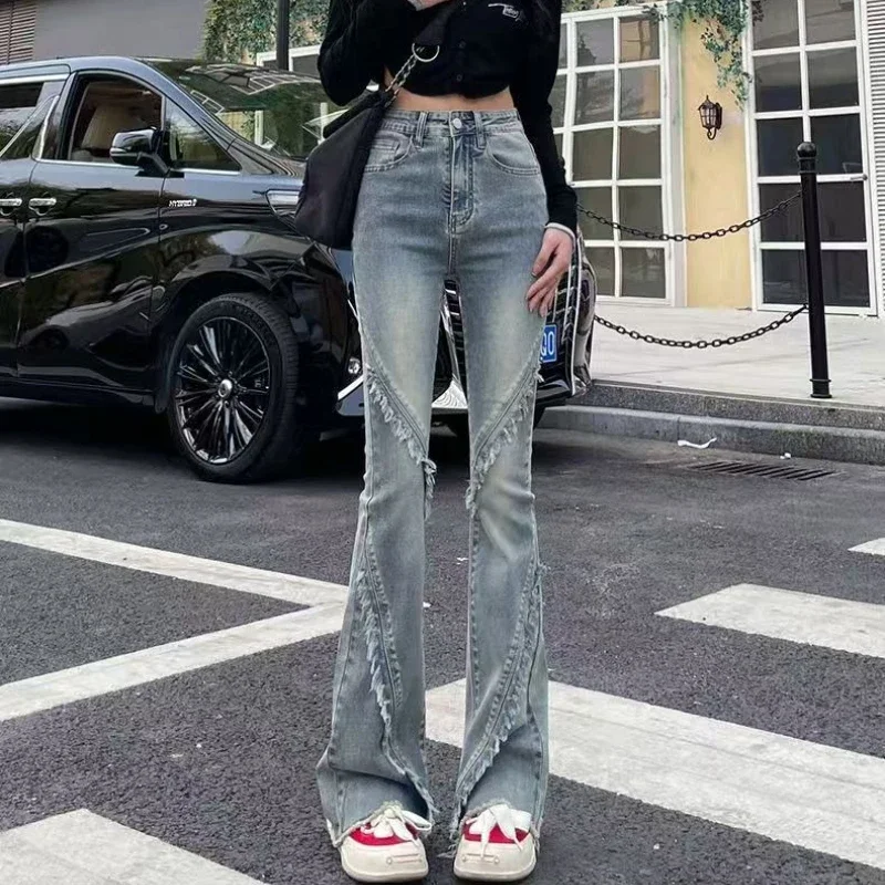 

Slim Elastic Denim Pant Women Flare Jeans Vintage Trousers Autumn Spring Fashion Female Tight Skinny Jeans Casual Flare Pants
