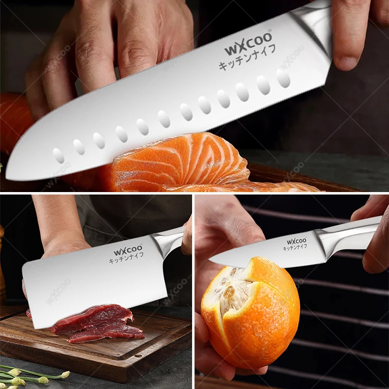 1-4pcs Kitchen All Stainless Steel Knives Household Kitchen Knives Japanese Santoku Knife Bone Chopping Knife Fruit Knife Set view 4