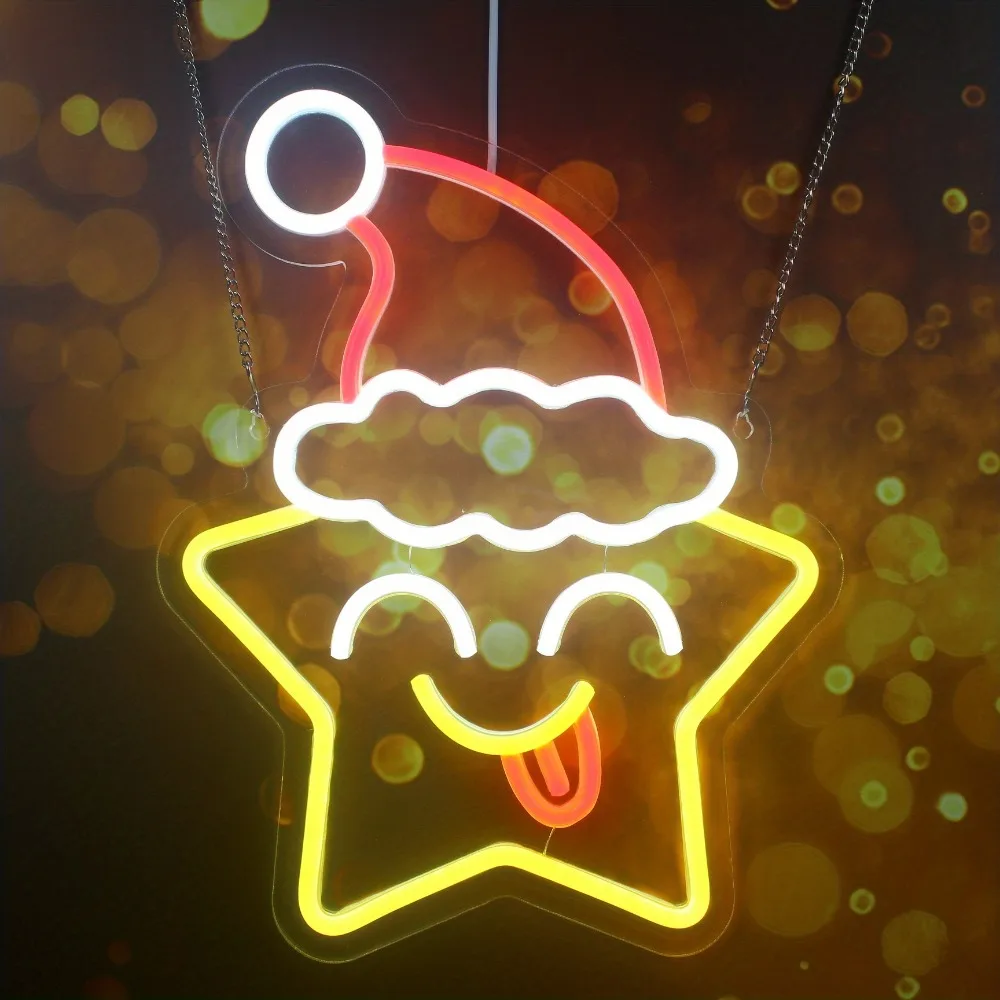 star-hat-led-ネオンライトサイン、部屋、バー、パーティー、クラブの装飾、お祭りの雰囲気照明、家の装飾に最適