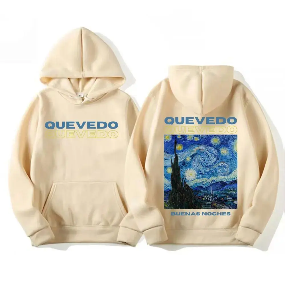 Y2k الهيب هوب هوديس Quevedo Buenas Noches ألبوم الجرافيك الطباعة هوديس المتضخم الترفيه الصوف بلوزات للجنسين #3