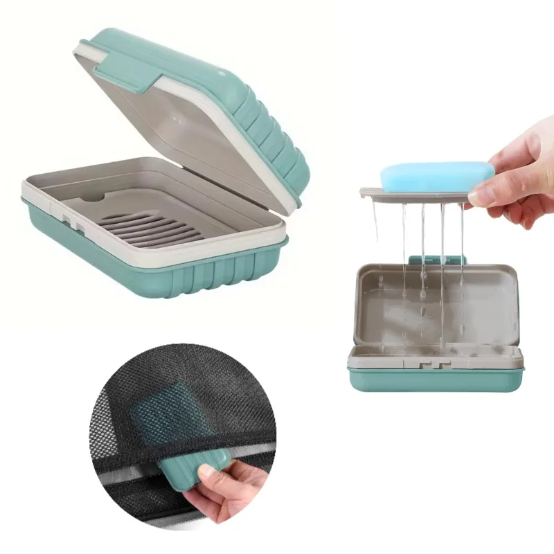 1 Stück tragbare, belüftete Seifenbox mit Deckel, hält Seife trocken und rutschfest für Reisen, Fitness, Camping, Toilettenartikel
