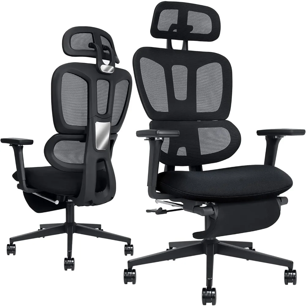 

ergonomic office chair with foot rest, high back computer office chair with dynamic lumbar support, 2d headrest, 4d armrest, spo