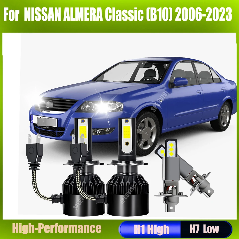 

LED Headlight Bulbs H1 Main H7 Dipped Beam - easy and fast to install For NISSAN ALMERA Classic (B10) 2006 2007 2008 2009-2023