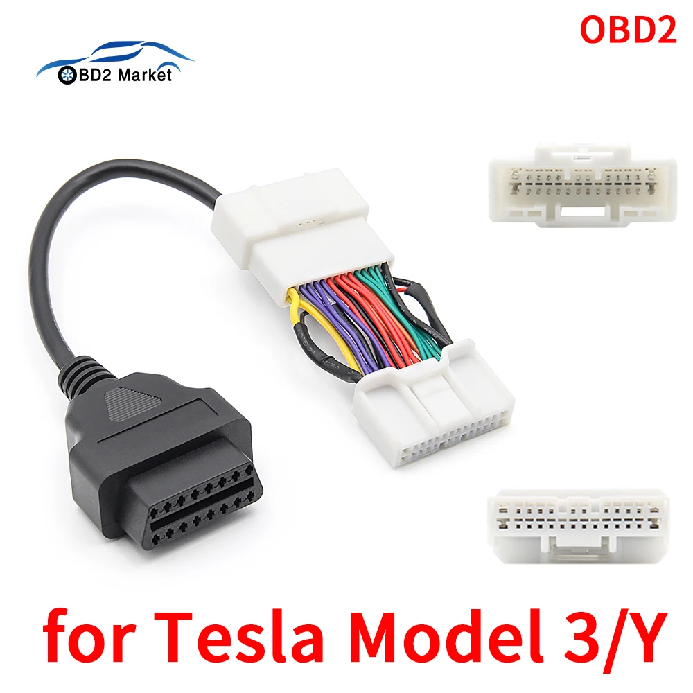 12/20/26Pin Male Female to 16Pin OBD2 Cable for Tesla Model S X 3 Y Diagnostic Car Tools Auto Adapter Charger 2023 Accessories