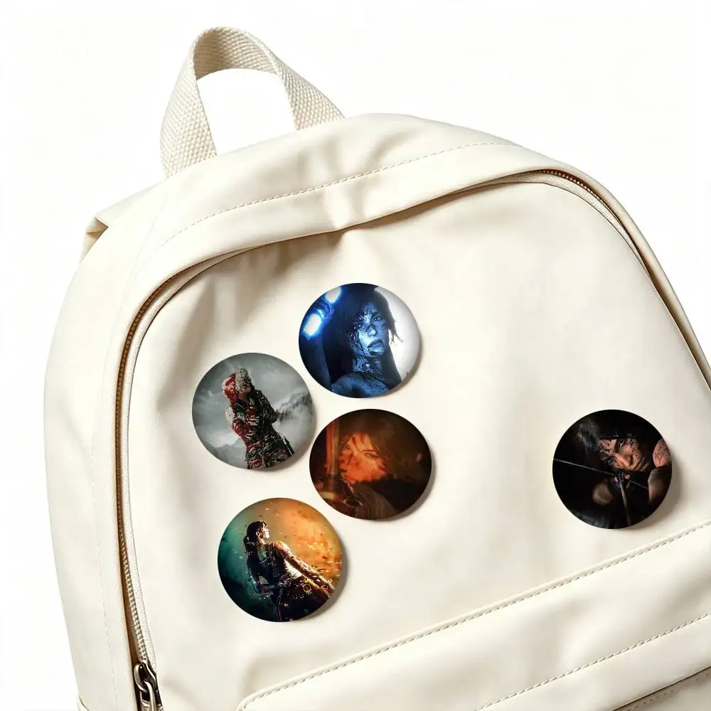 T-Tomb Raider Adventure Game 25mm 32mm 44mm 58mm 75mm Brooches Badges Pins for Accessories Gift