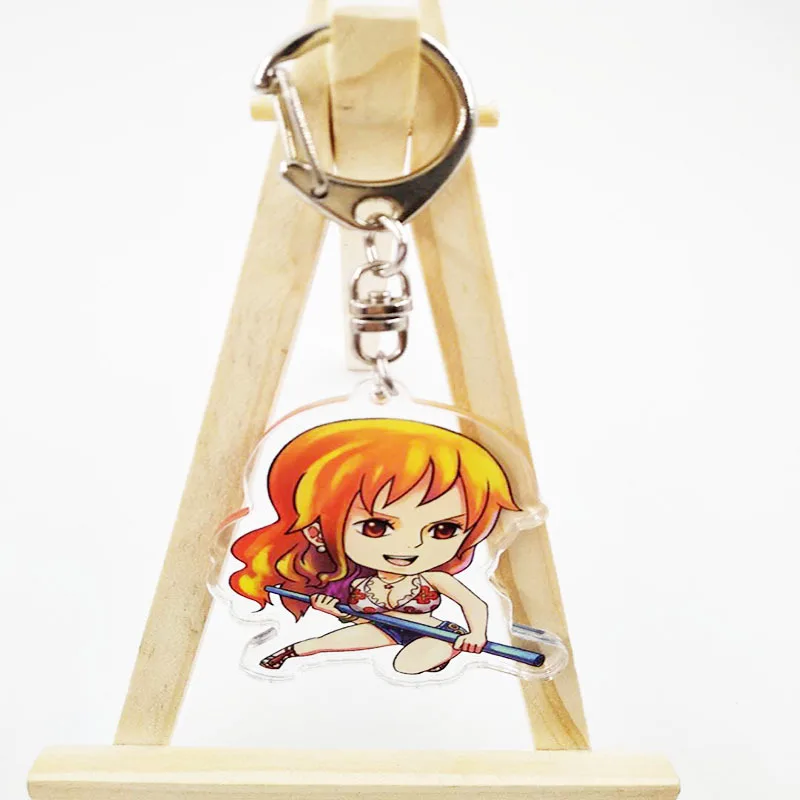 One Piece Luffy Merchandise Acrylic Figure Display Keychain Friends Girl Gift Cute Accessories Ornaments Q Version Key Ring view 5