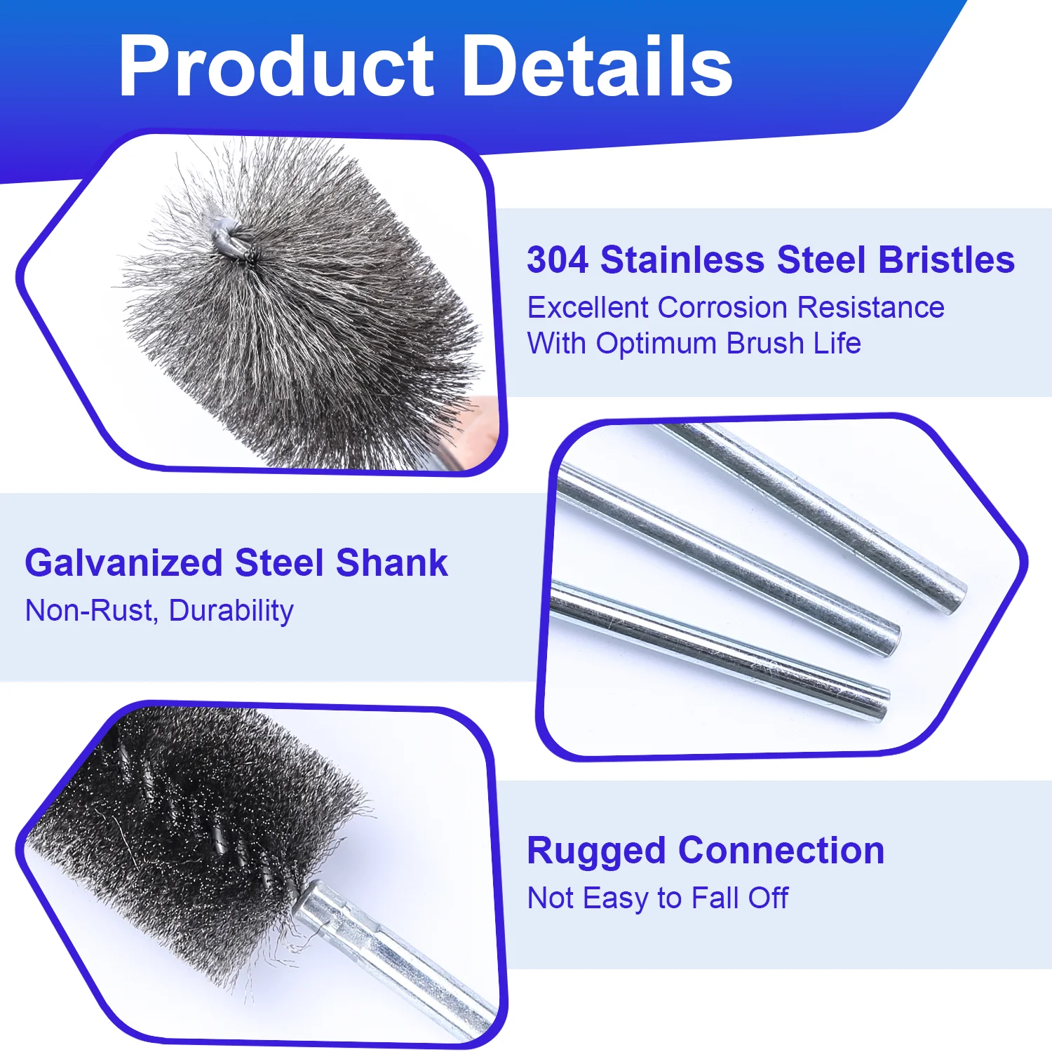 Wire Scratch Brush Stainless Steel Bristles for Metal Pipeline Tubes Cleaning Rust Removal Deburring Hand Tool Power Drill Use