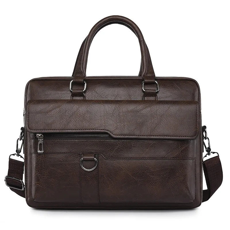 High Quality Leather Briefcase Men's Business Office Laptop Handbag 14 Inch Shoulder Bag Male Brand Tote For A4 File XA355C