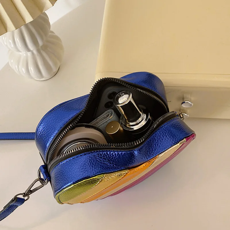 2024 neue Mode Design Sommer Mini Regenbogen Herz Frauen Handtasche Verbindung bunte Umhängetasche Patchwork Umhängetasche