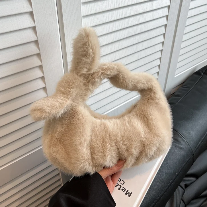 المرأة الفاخرة أفخم مخلب لطيف القوس على شكل حقيبة يد سماعة محفظة نسائية للعملات المعدنية موضة فو الفراء بلون لينة مطوي سحابة حقيبة #6