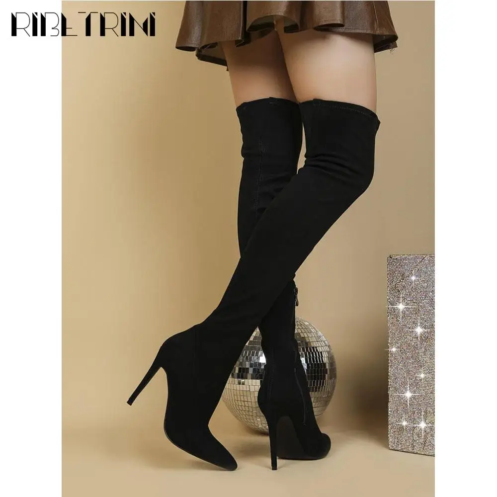 Sexy Elegant Women  Chelsea Boots Stiletto High Heels Leopard Over The Knee High Boots Fashion Luxury Dress Rome Shoes Woman