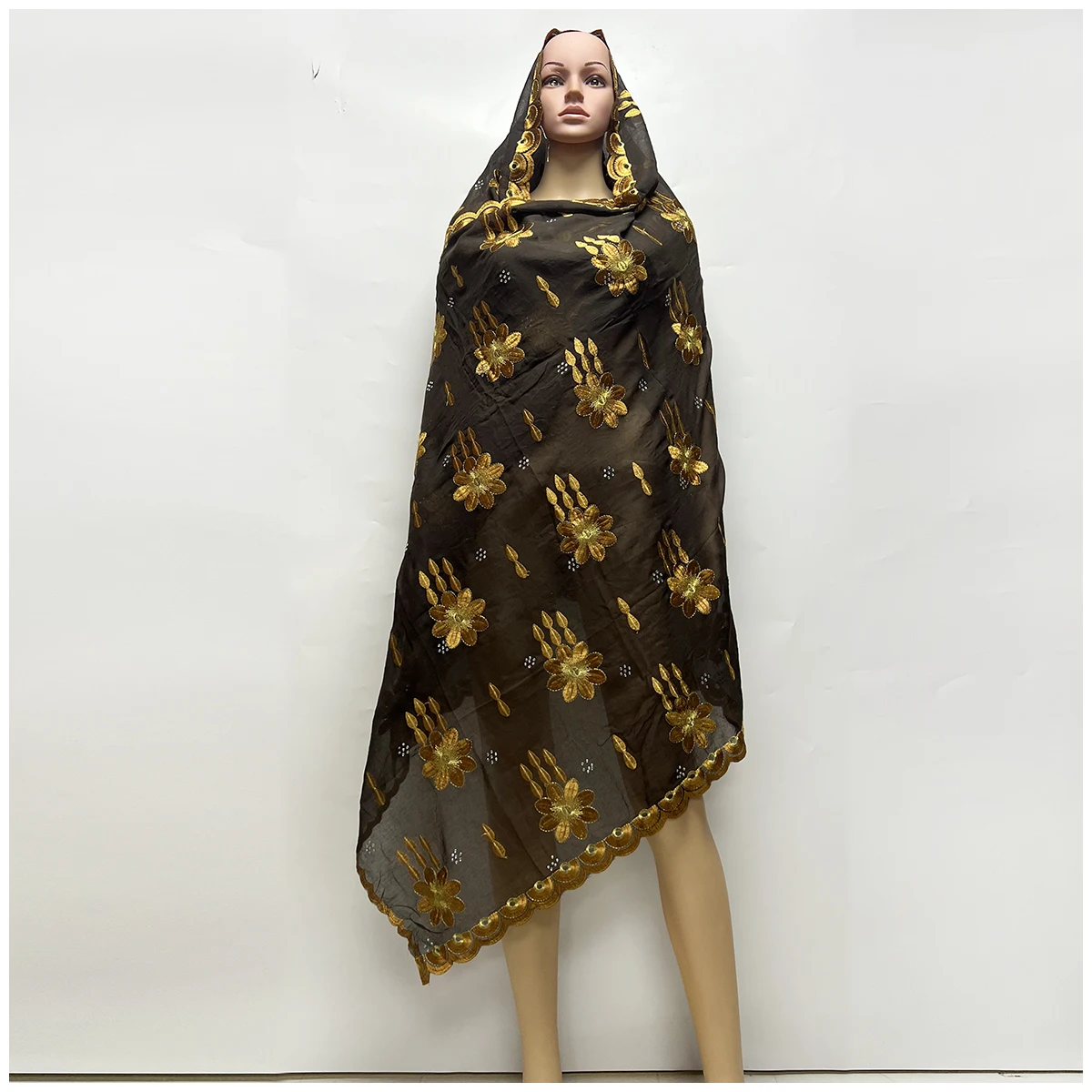 2024 Fashion Design Dubai Scarf For Muslim Women African Cotton Hijab Islam Hijab Pashmina Turban Headscarf Embroidery Shawls