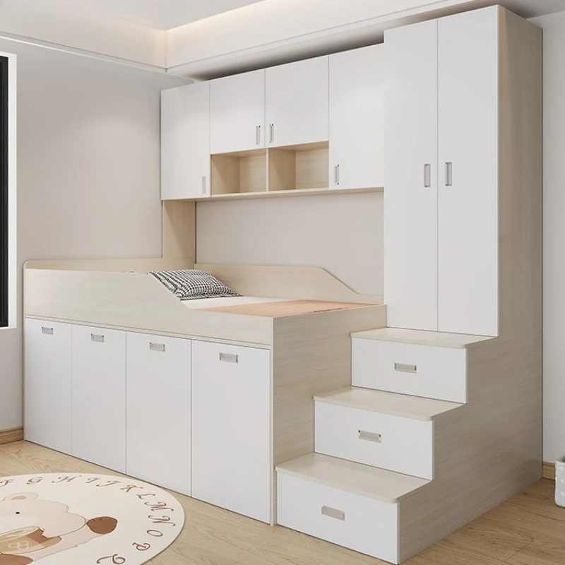 Half-height bed wardrobe integrated high box pull-out cabinet storage children's bedroom tatami