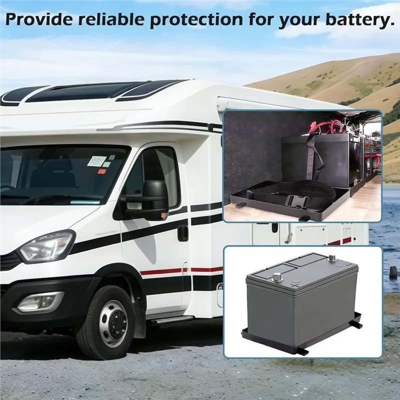 New-For Automotive, For Boat, Rv For Boat Battery Tray Group 27 Series With Strap Battery Mounting Bracket Marine
