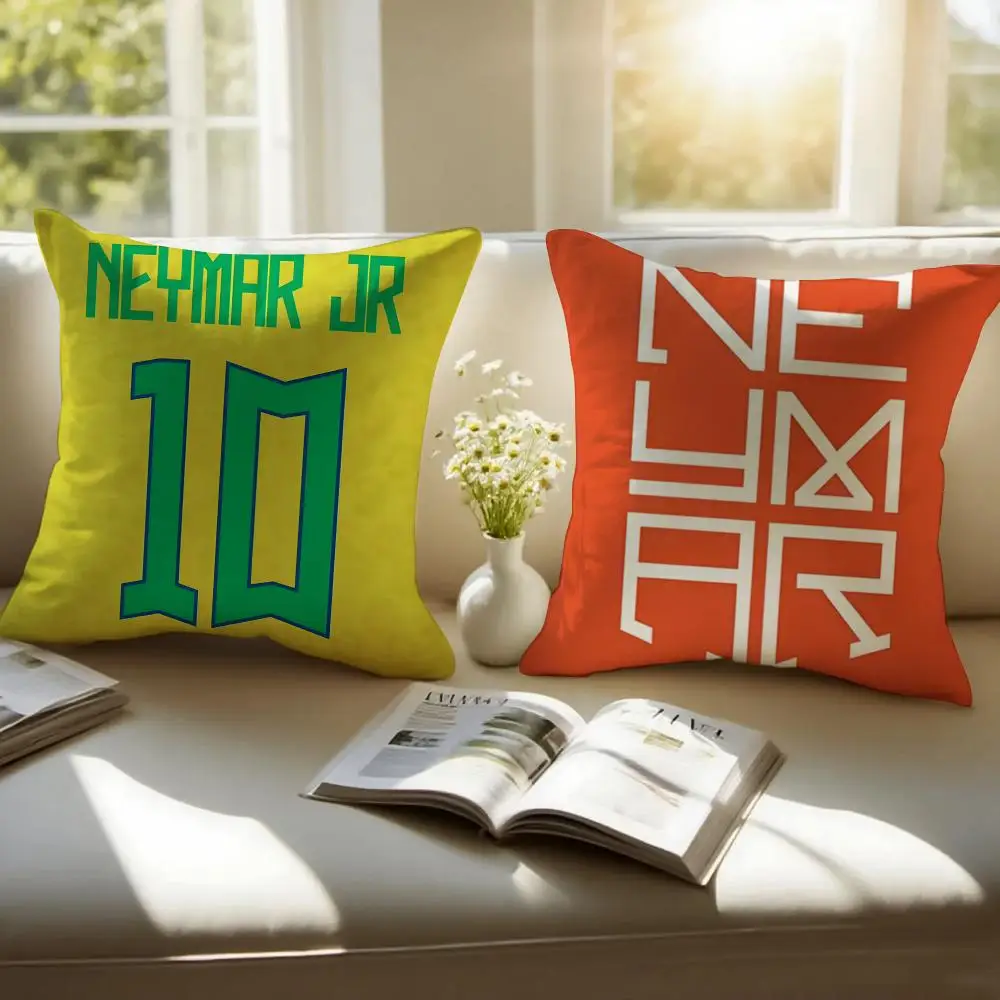 Star Athlete N-Neymar Cushion Cover Pillowcase Anti-dustmite Invisible Zipper Short Plush Sofa Cushion