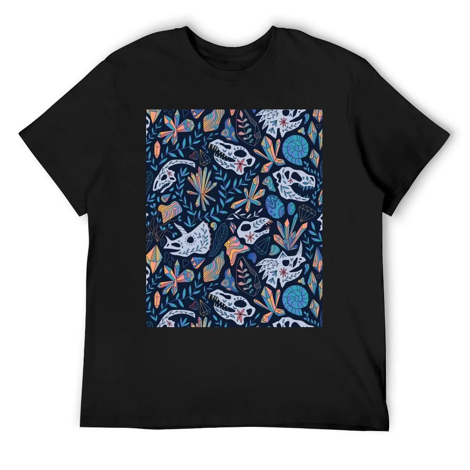 Geology. Crystals. Dinosaurs skulls. T-Shirt blacks summer top tees sublime mens graphic t-shirts funny