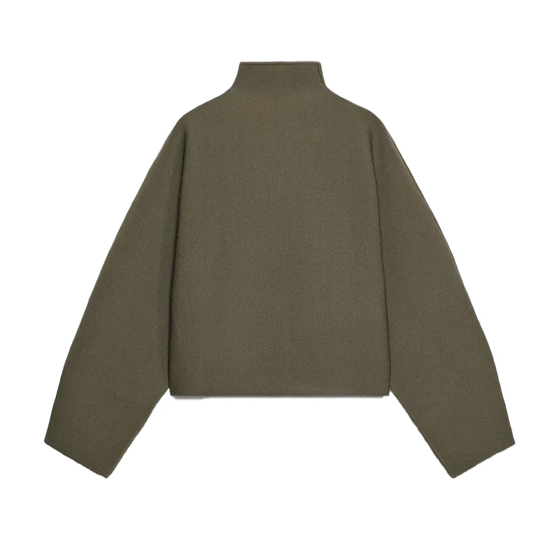 Vintage opstaande kraag dames cropped jas rits losse volledige mouw dikke warme jas 2025, herfst winter dame nieuw in uitloper - afbeelding 2