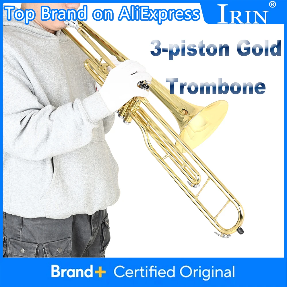 

SLADE 3-Piston Gold Bb Trombone Premium Brass Rustproof Set | Easy to Play Musical Instrument for Practice & Stage Performance