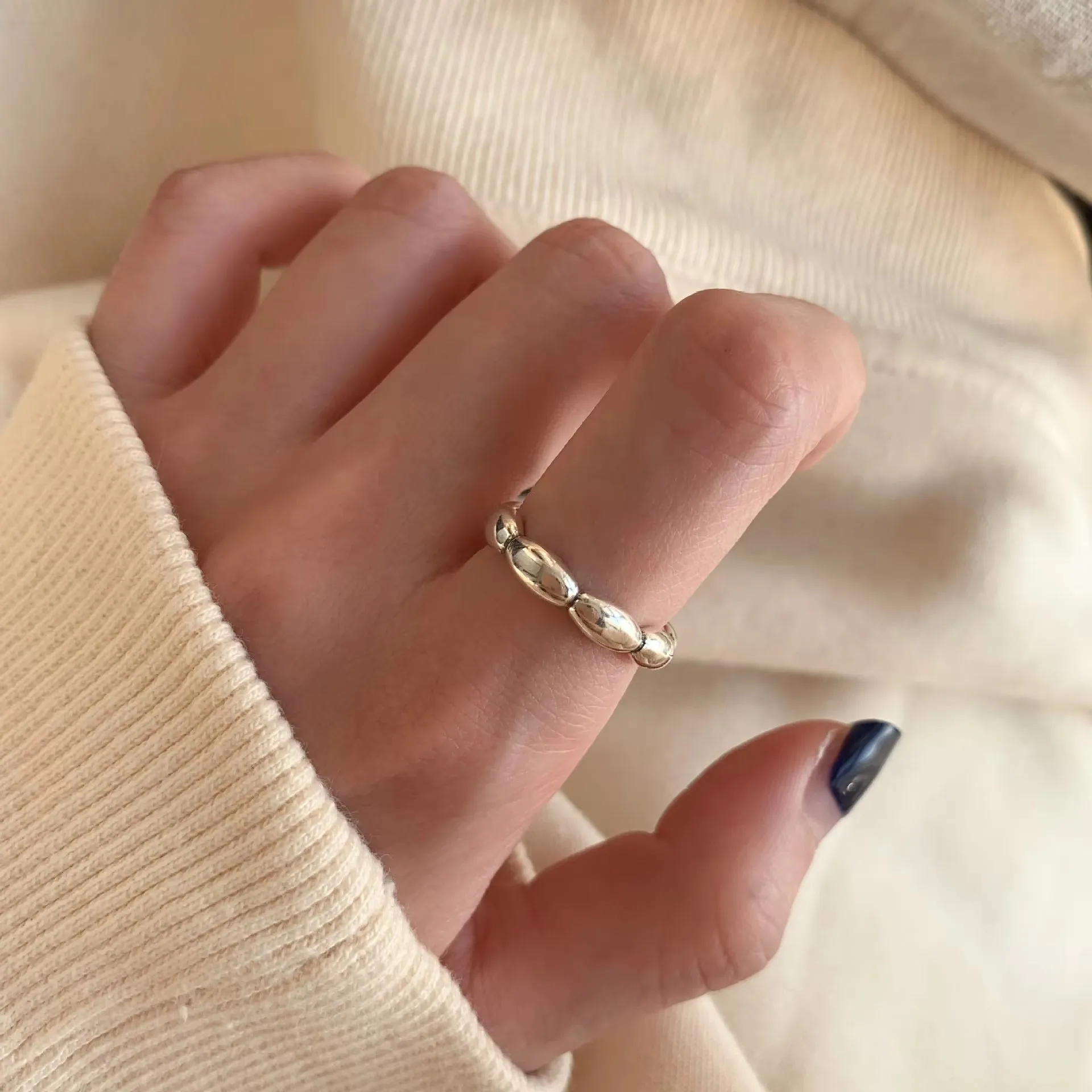 Women's 925 Sterling Silver Graffiti Letter Punk Ring