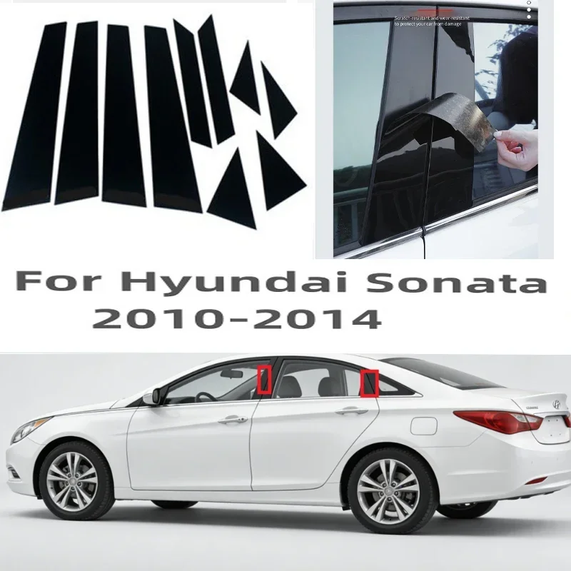 Complete 6PCS B C Pillar Sticker Window Trim Covers Center Film For Hyundai Sonata 8 9 10 2010-2014 Car Accessories