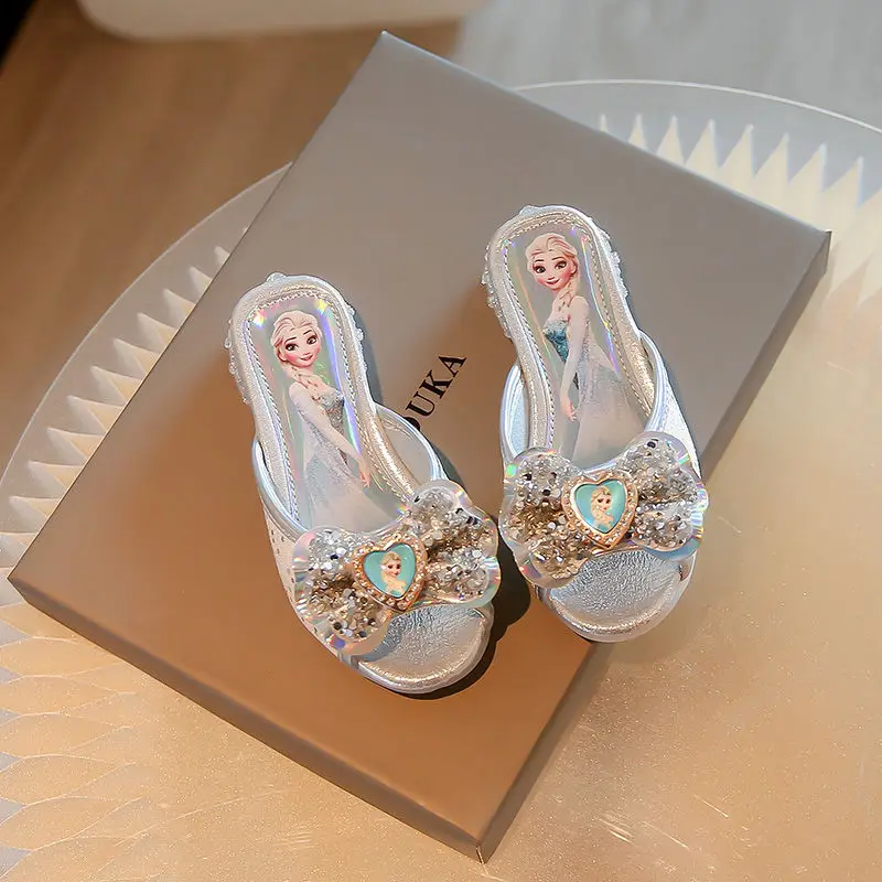 Disney Frozen Elsa Princess Designer Summer Slippers Casual Flat Shoes for Kids Girls Baby Shoes Child Flats Slides Sneakers